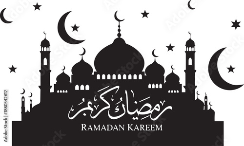 Vector illustration of a mosque silhouette in Abu Dhabi featuring Arabic architecture and landmark towers as a cultural symbol of religion for travel in Asia during Ramadan or Eid