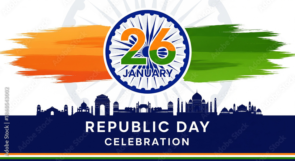 Naklejka premium Republic day celebration india 26 january