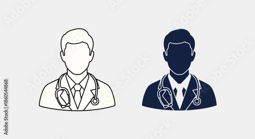 Medical Professional Icon Doctor Outline and Silhouette for Healthcare Services