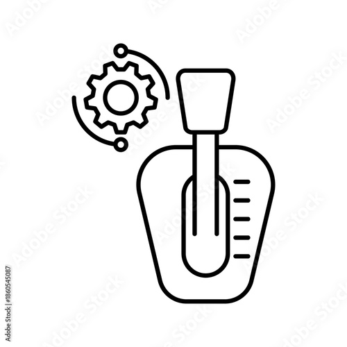 Minimal line icon of a gear shift lever symbolizing manual transmission, driving control, automotive interface, and vehicle operation.Gear Shift Control Line Icon