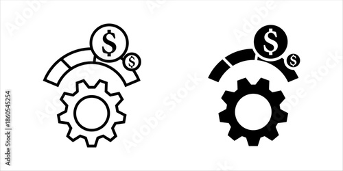 Business Process Automation and Finance Line Icon set. Line icon representing business process automation with finance and system optimization elements. Ideal for workflow, management, fintech,