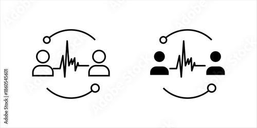 Communication and Relationship Pulse Line Icon set.Minimal line icon representing communication, interaction, and relationship connection with pulse signal. Ideal for customer service, teamwork, 