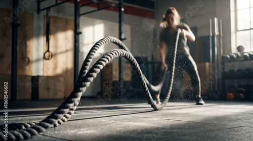 Battle Ropes High Intensity Interval Training | Motion Blur Gym Action & Cardio Workout | Dynamic CrossFit Athlete Concept