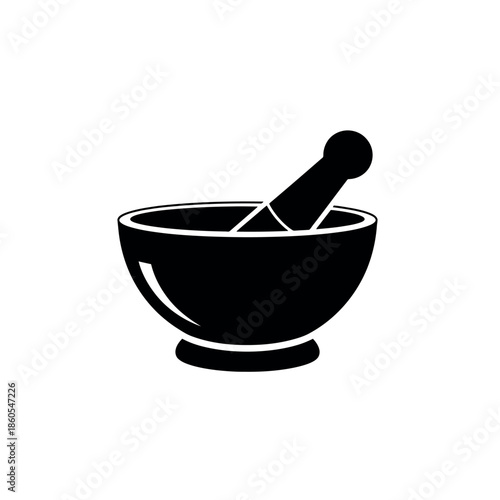 Mortar and Pestle Grinding Tool Stencil silhouette vector