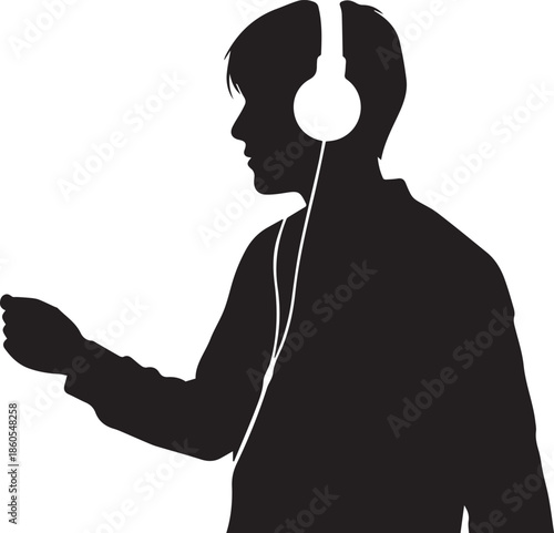 Person listening to headphones