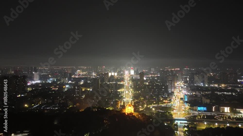 Wallpaper Mural Deyang Sichuan Night Cityscape with Illuminated Streets and Lights Torontodigital.ca