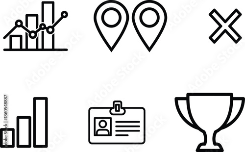 collection of business and award icons in line style  various symbols
