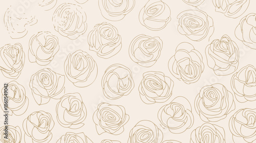 Elegant rose pattern with delicate line drawings on soft background