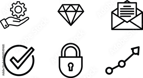 security icons with checkmark lock and graph isolated on transparent background