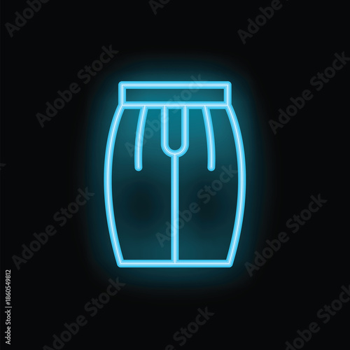 Blue neon sign depicting a classic skirt, representing fashion and style