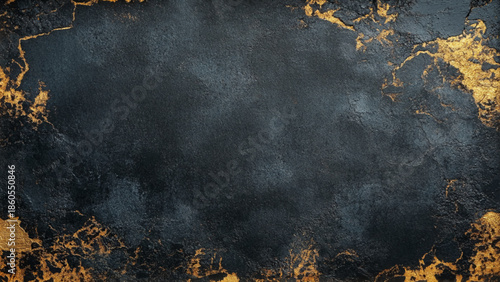 Cement wall for design and background. Old black cement wall with golden dust on the surface. 