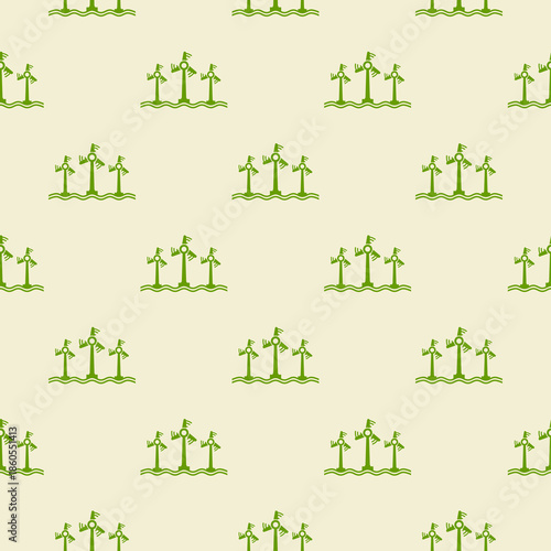Wind turbine seamless pattern isolated on color background
