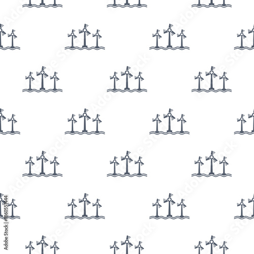 Wind turbine seamless pattern isolated on white background
