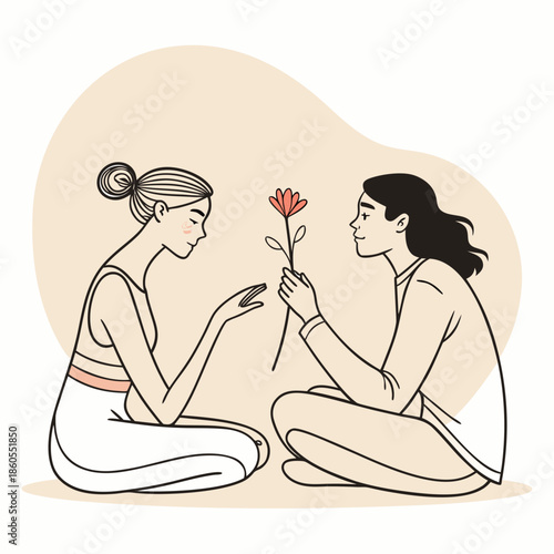 Couple in Love Vector Illustration with Pink Silhouettes