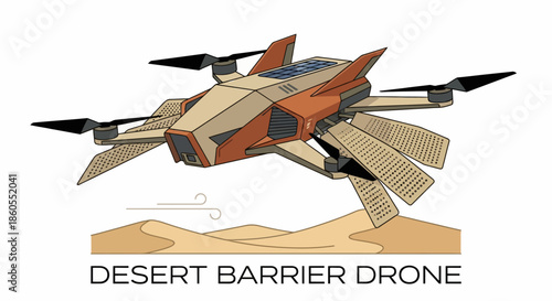 vector illustration of a military helicopter over the desert
