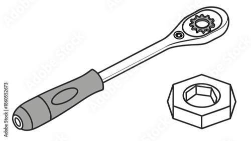 Adjustable steel wrench tool isolated on white background for construction and repair work equipment