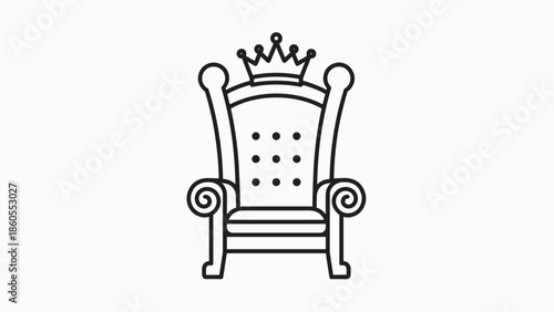 Elegant throne chair with crown on top for royal luxury, Generative AI.