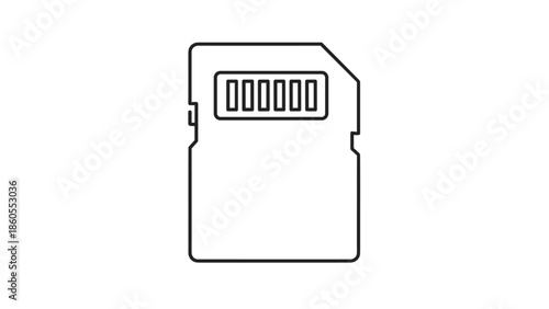 Simple illustration of a blank SD card on white background, Generative AI.