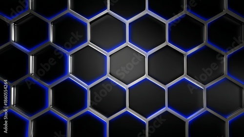 Futuristic blue hexagonal grid design creating a digital data network