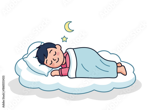 Child Dreaming Peacefully While Sleeping Comfortably on a Cloud