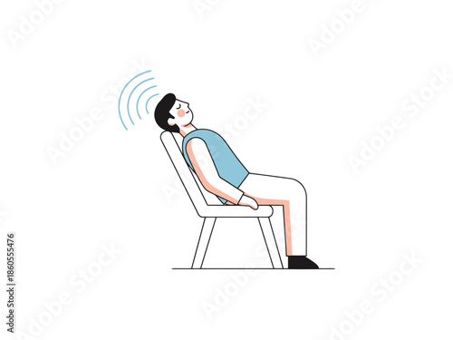 Person Relaxed on Chair Receiving Signals Mind Wave Concept