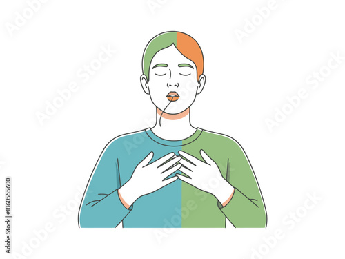 Person Practicing Deep Breathing Exercise for Relaxation and Mindfulness
