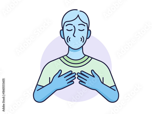 Person Practicing Deep Breathing Exercise for Relaxation and Calmness