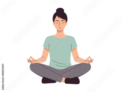 Woman Meditating in Lotus Pose for Calmness and Inner Peace