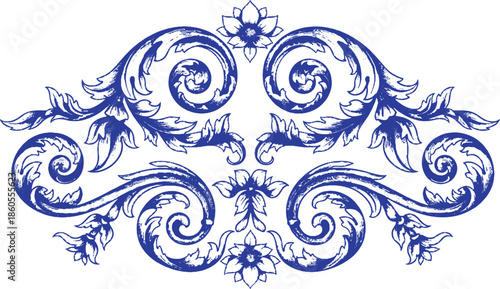  set of wedding rings andBlue paisley ornament and abstract floral pattern featuring vintage vector design elements with ornate swirls and seamless elegance for a baroque style wallpaper border