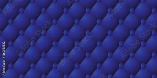 Deep Blue Tufted Upholstery Texture Pattern with Diamond Stitching and Button Details vector illustration