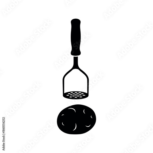 Potato Masher Tool Stencil silhouette vector Illustration