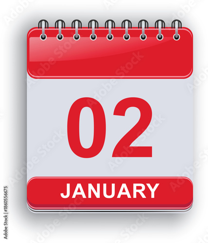 January 02 Daily Calendar Page Minimal Layout