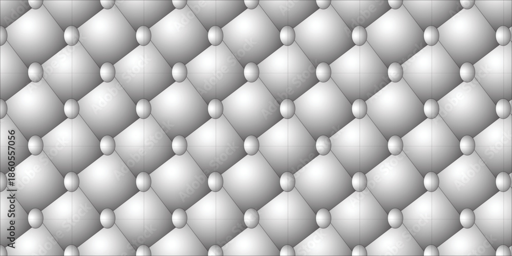 Fototapeta premium Silver Tufted Upholstery Texture with Diamond Pattern and Button Accents background