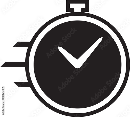 Efficient time management with a fast stopwatch and checkmark indicating quick completion