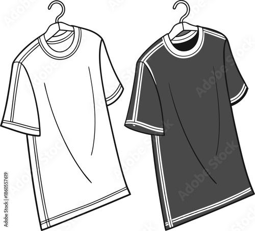 Two tshirts one white one grey on hangers t shirt white t shirt