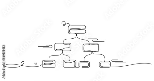 Abstract organizational chart with flowing line design, no editable stroke
