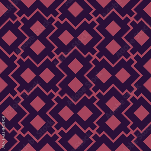 Vector Abstract Geometric Seamless Pattern with Interlocking Diamond Shapes in Purple and Pink