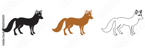 Fox Silhouette Vector. Stylized  fox silhouette in side view, minimal vector illustration isolated on white background for logo, tattoo, and wildlife design use.

