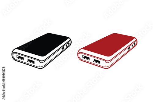 Power Bank Charger Silhouette Icon Portable Battery Device Design