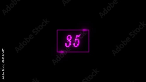 Glowing neon countdown text from 40 to 0 animation isolated on Black Background.