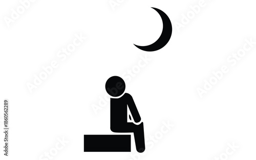 Minimalist icon of a person contemplating the night sky