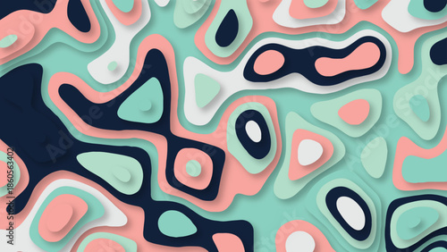 Modern and trendy background. Fluid abstract design with wave shapes and beautiful different color in a paper cut style. 