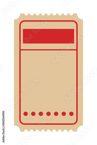 Blank vintage style ticket or coupon template with red border and header