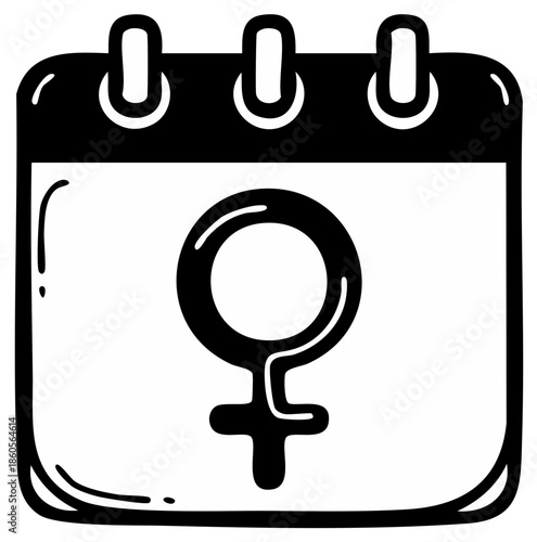 Calendar Page Symbolizing Women's Health and Reproductive Awareness Black and White