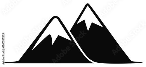 Stylized mountain peaks with snow caps graphic design