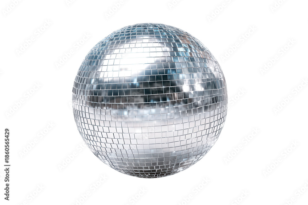 Fototapeta premium Shiny disco ball reflecting light in a simple background during a party or event