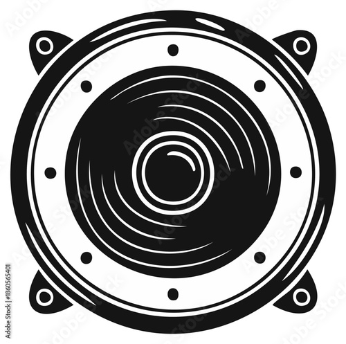 Black and white speaker graphic illustration, audio sound equipment