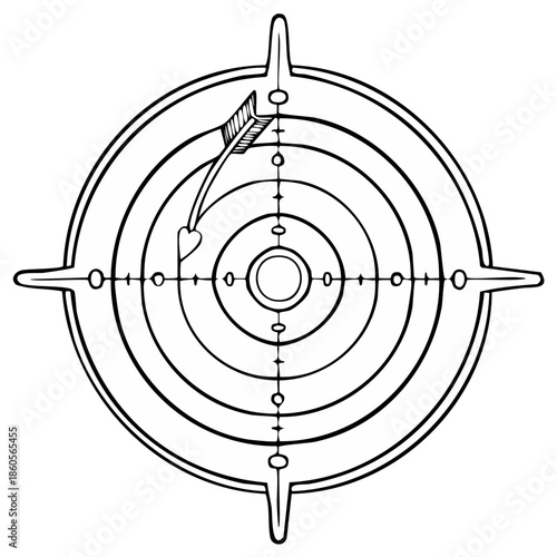 Arrow hitting target aim vector illustration