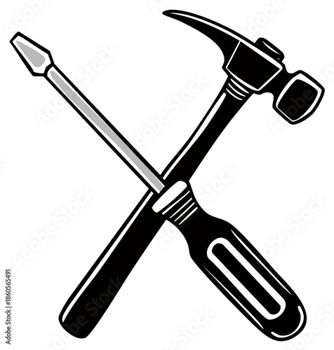 Crossed Hammer and Screwdriver Tools - Construction Repair Icon