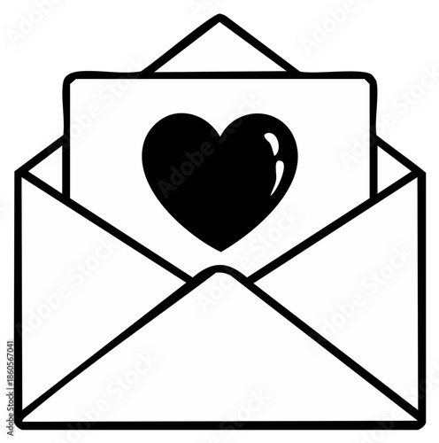 Heart in Envelope - Love Letter Illustration